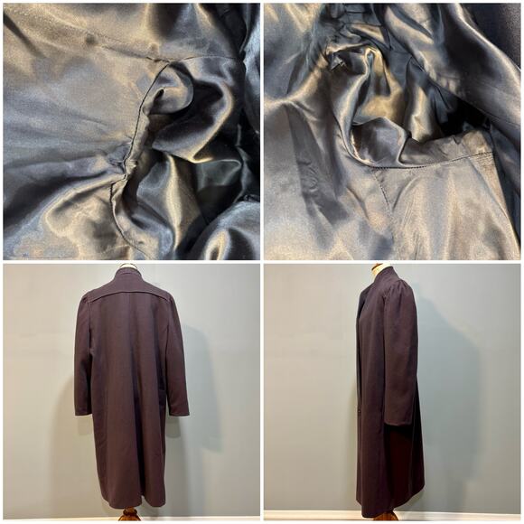 Vintage Plum Purple Wool Blend Maxi Coat with Ruffle Sleeves, Size XL - Picture 7 of 8